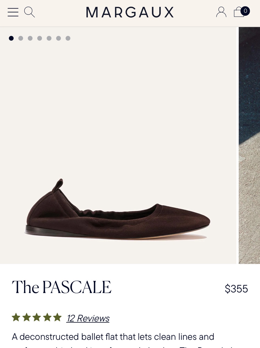 Margaux The Pascale Ballet Flat In Dark Brown 43 1/2 (Never Worn)